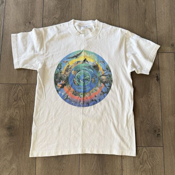 Anvil Other - Vtg 90s Human-I-Tees Circle Of Life Faded Shirt M USA Animal Nature Art Grunge